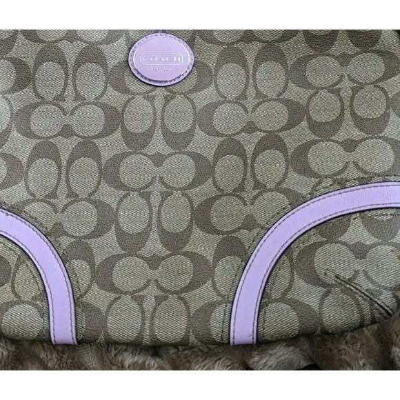Coach Peyton Signature Crossbody F18926 Khaki Lavender Canvas Bag - Picture 13 of 13